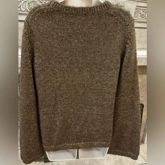 Ann Taylor Brown Gold Metallic Oversized Sweater Size Small - Picture 2 of 7